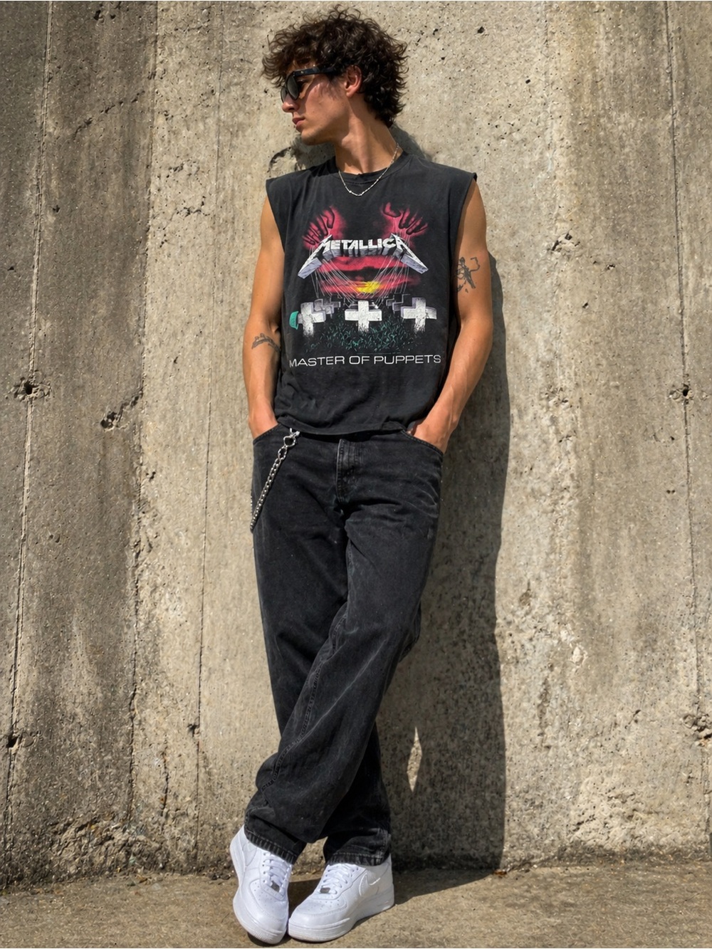 Metallica Master of Puppets Distressed Sleeveless Band Tee Size M